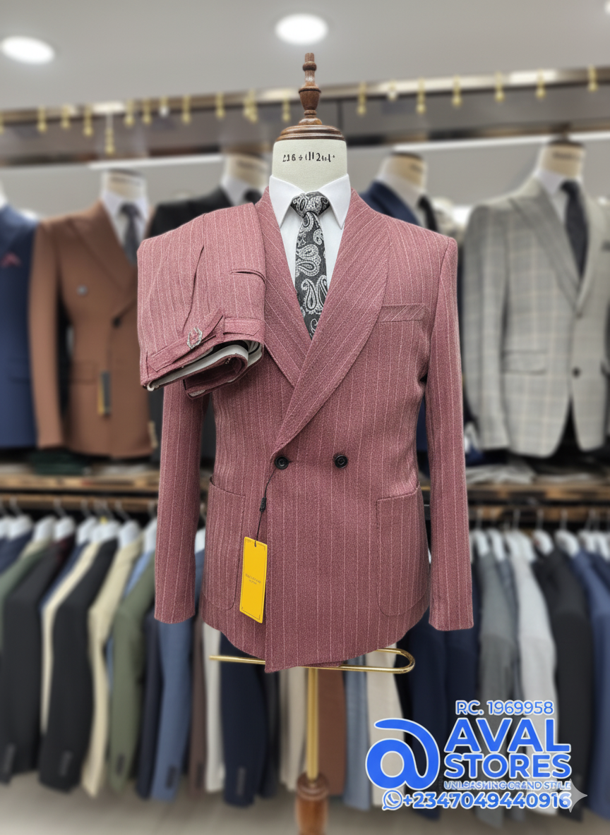 Striped Business Suit (Printed Double Breasted Blazer)