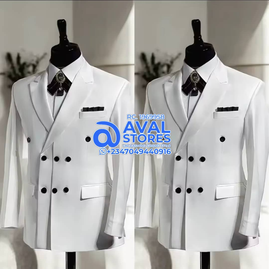 White Men’s Peaked Lapel Suit (3-Piece Blazer Only)